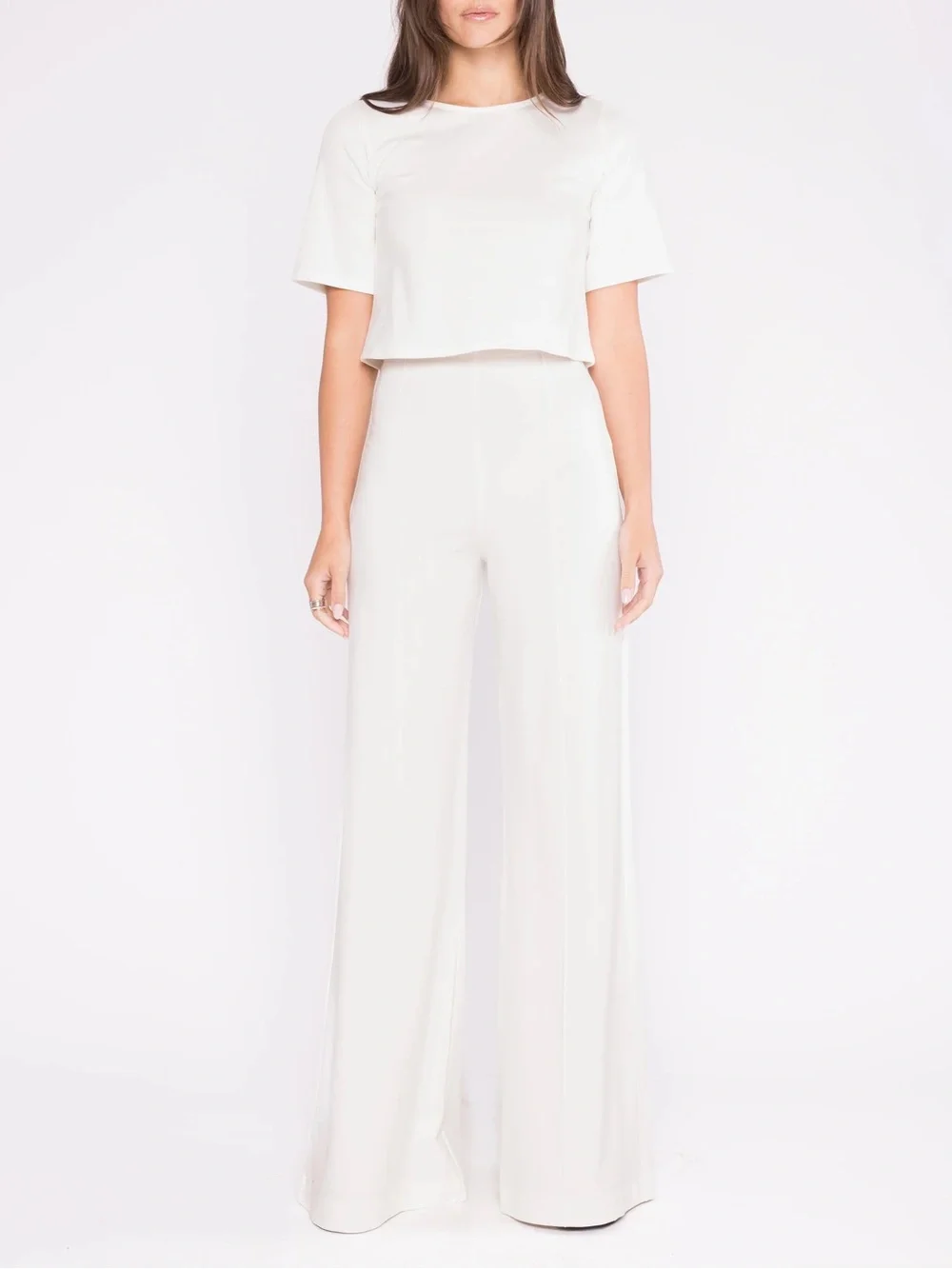 Ripley Rader Ponte Knit Wide Leg Pant XS Off White Pull On Stretch Minimalist - Picture 3 of 11